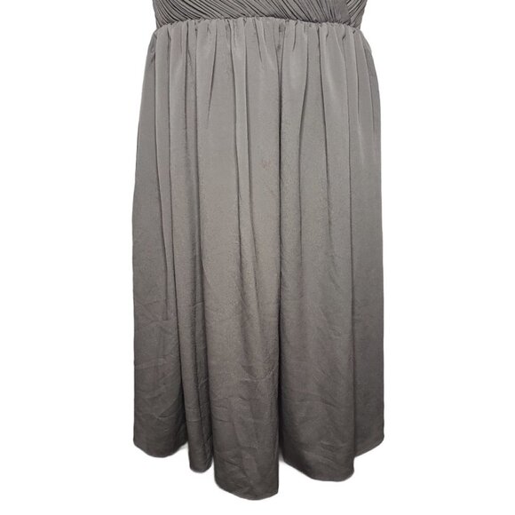 NWT Banana Republic 2 Taupe V-neck Sleeveless Gathered Texture Dress (1301) - Picture 4 of 8